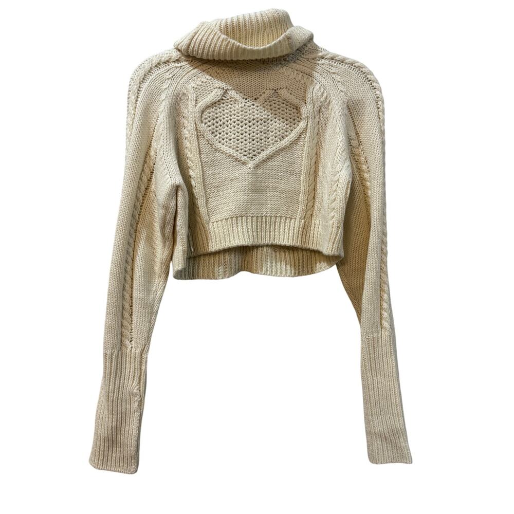 For Love and Lemons Vera Cropped Cut Out Sweater Cream - Picture 5 of 10